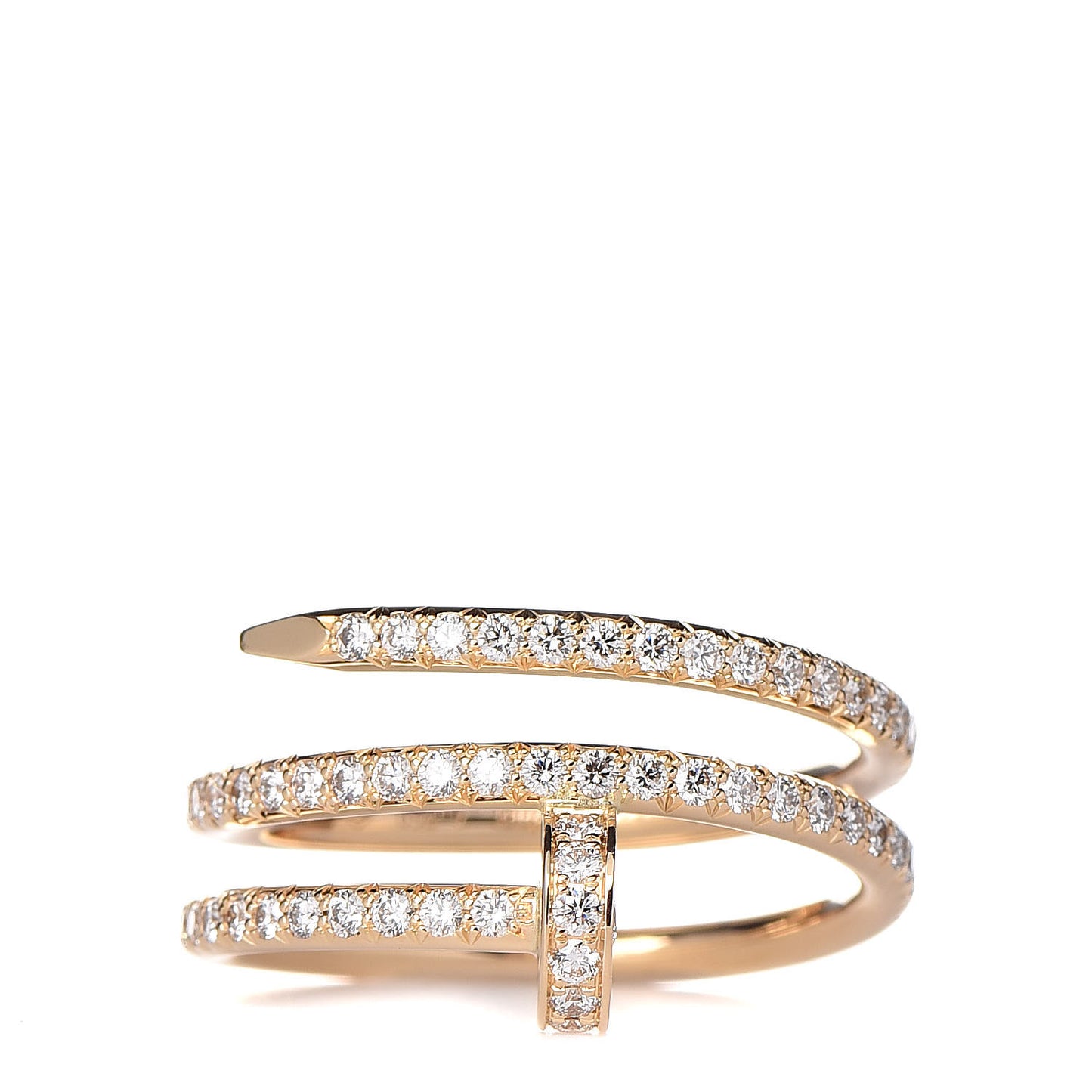18K Yellow Gold Diamond Double Juste Un Clou Paved Ring 51 5.75