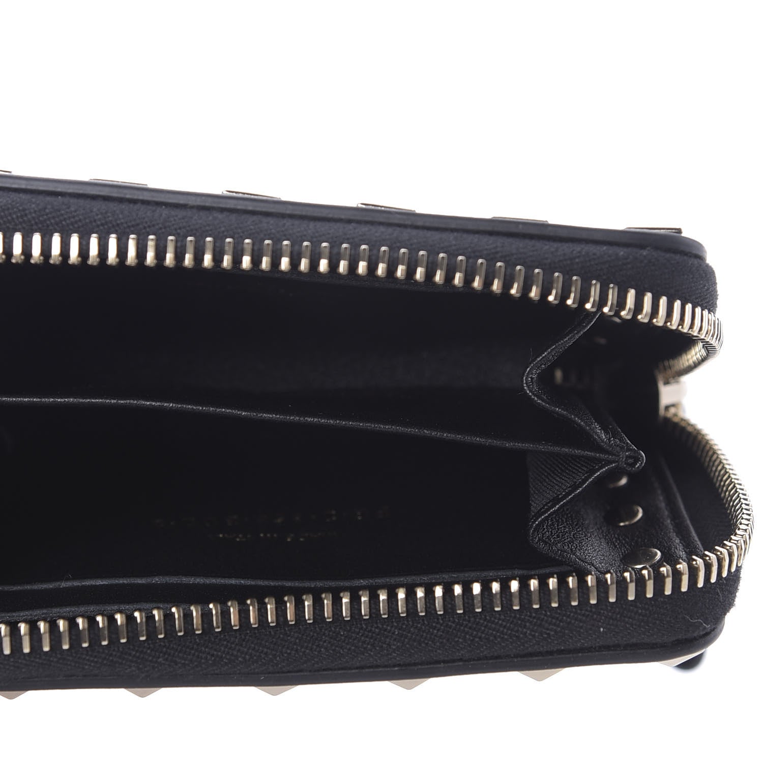 Valentino Garavani Calfskin Rockstud Zip Around Coin Case Card Holder Black 5 of 8