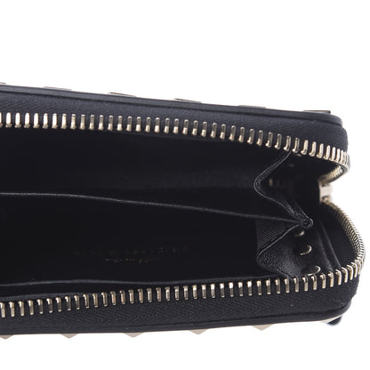 Valentino Garavani Calfskin Rockstud Zip Around Coin Case Card Holder Black 5 of 8