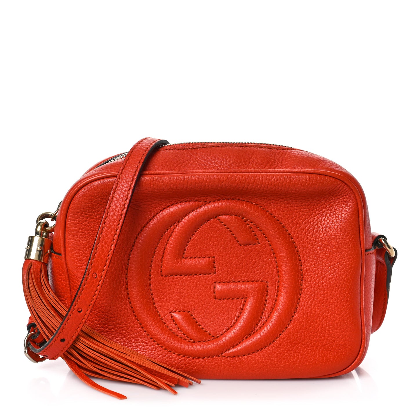 Pebbled Calfskin Small Soho Disco Bag Sun Orange