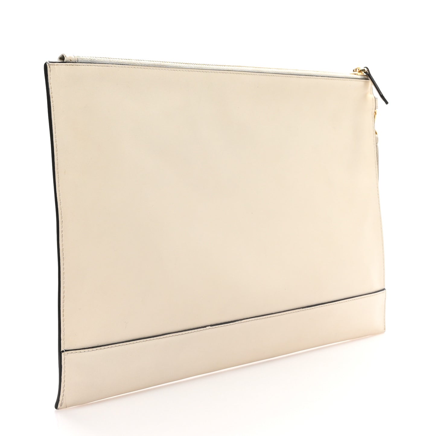 Vitello King Logo Embossed Large Flat Pouch White Ice