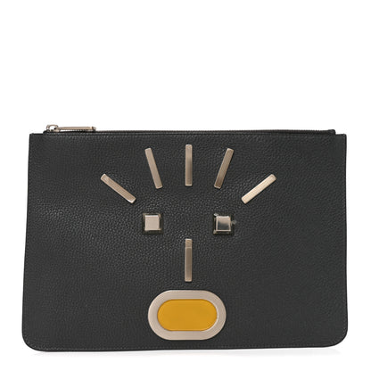 Fendi Cuoio Romano Faces Pouch Asfalto 1 of 8