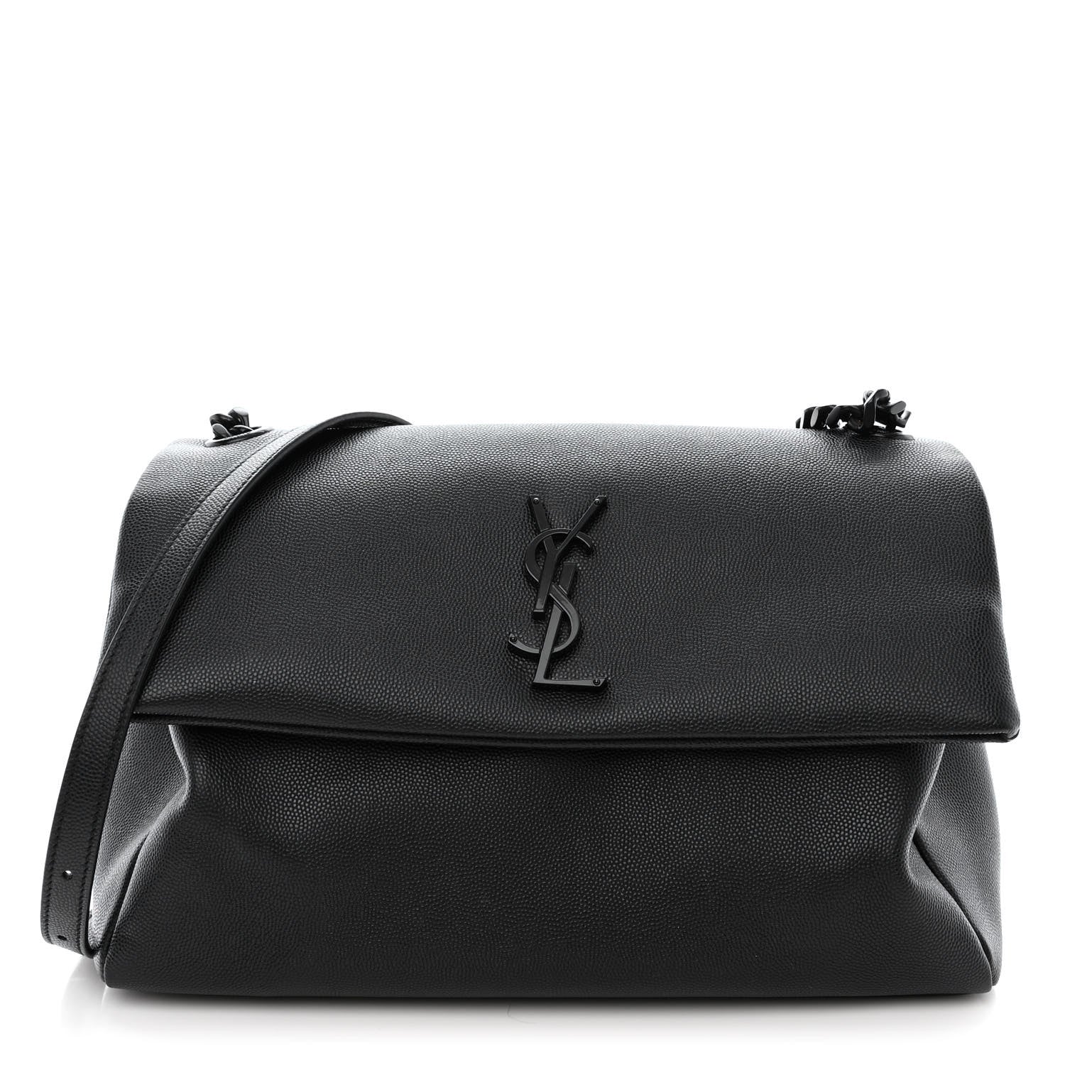 Saint Laurent Grain De Poudre Medium West Hollywood Monogram Fold-Over Black 1 of 10