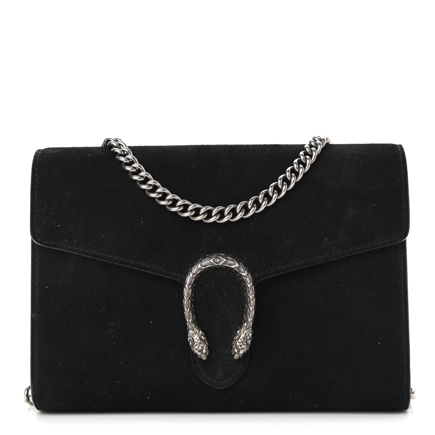 Suede Mini Dionysus Chain Wallet Black
