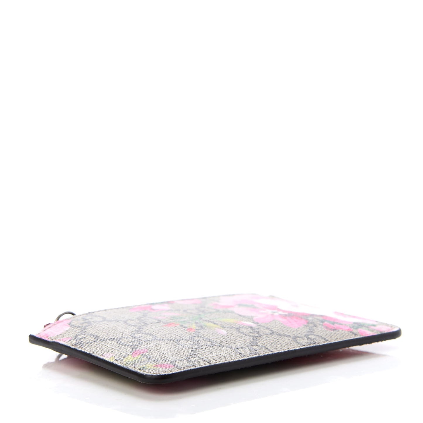 GG Supreme Monogram Blooms Key Ring Coin Case Beige Multicolor Dry Rose