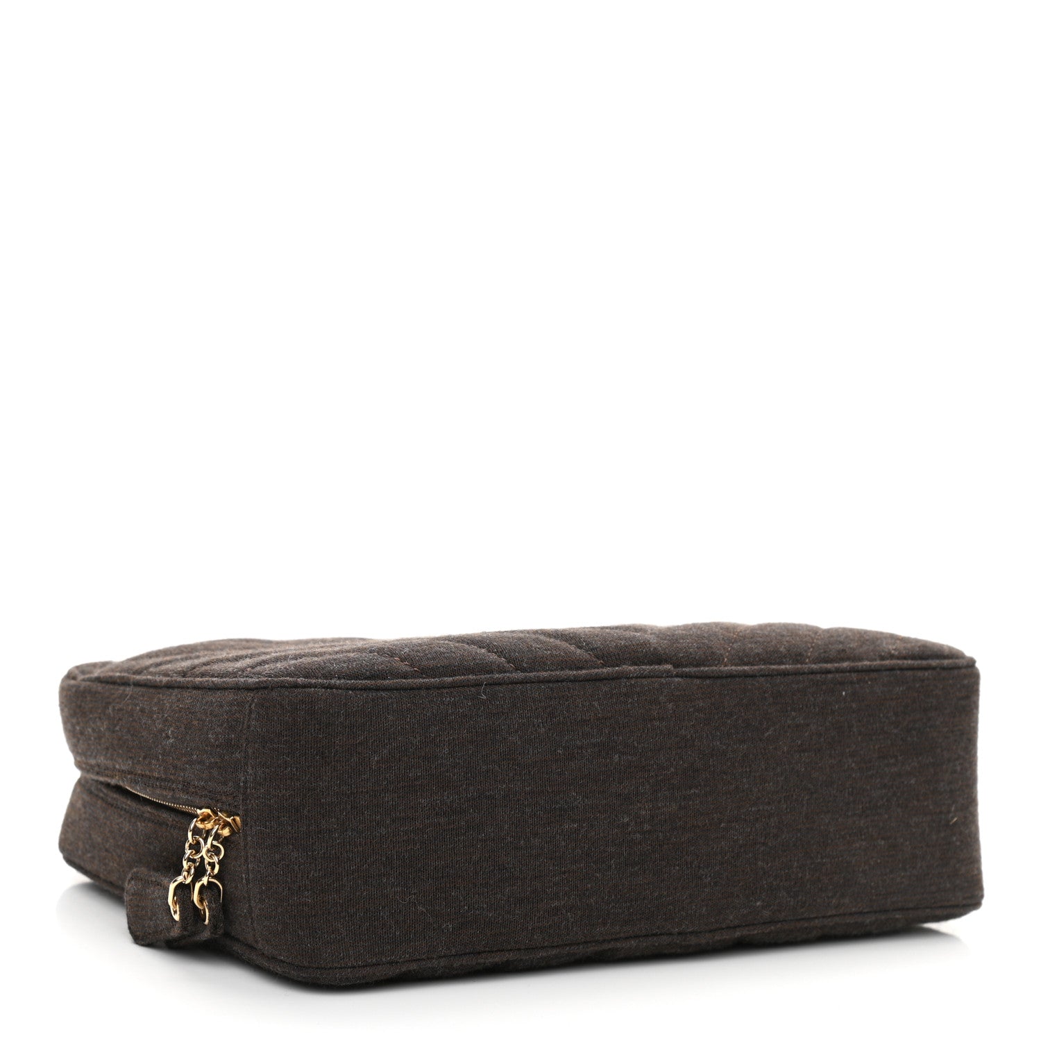 Chanel Jersey Chevron Quilted Camera Case Brown 4 of 11
