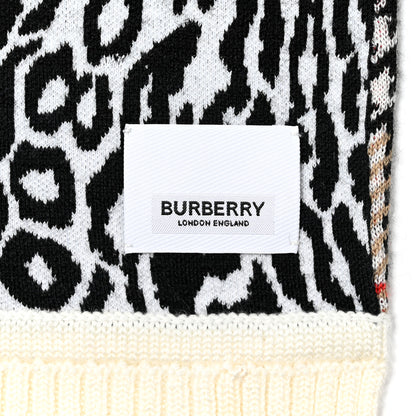Burberry Wool Vintage Check Children's Leopard Print Scarf Archive Beige 3 of 3