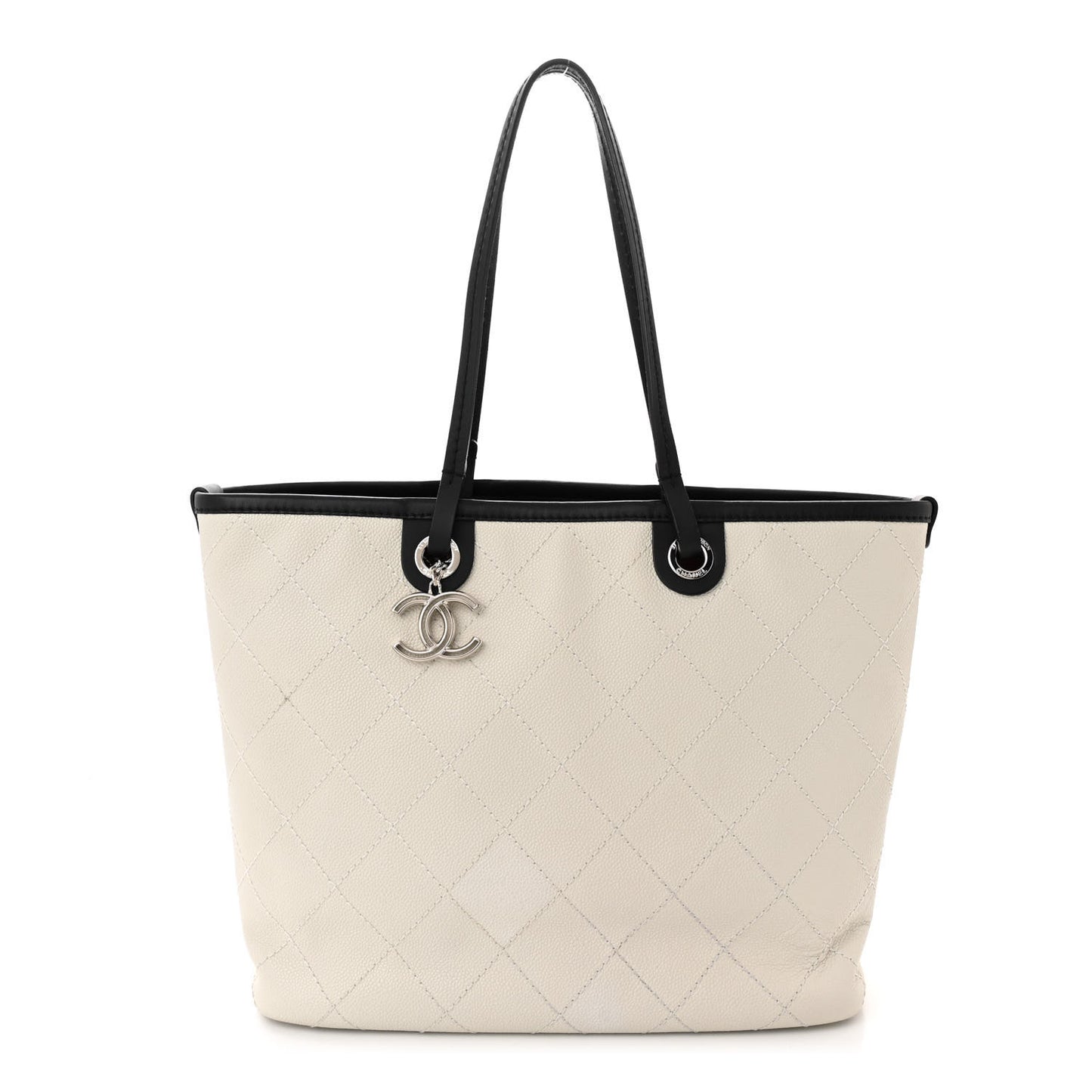 Grained Calfskin Shopping Fever Tote White