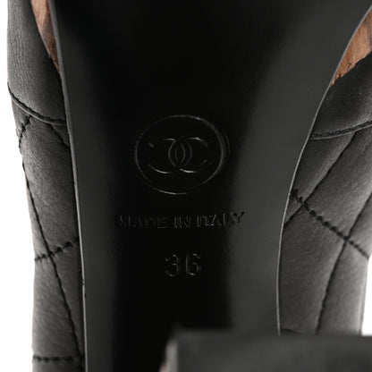 Chanel Lambskin Quilted Cap Toe Lace Up Booties 36 Black 8 of 13