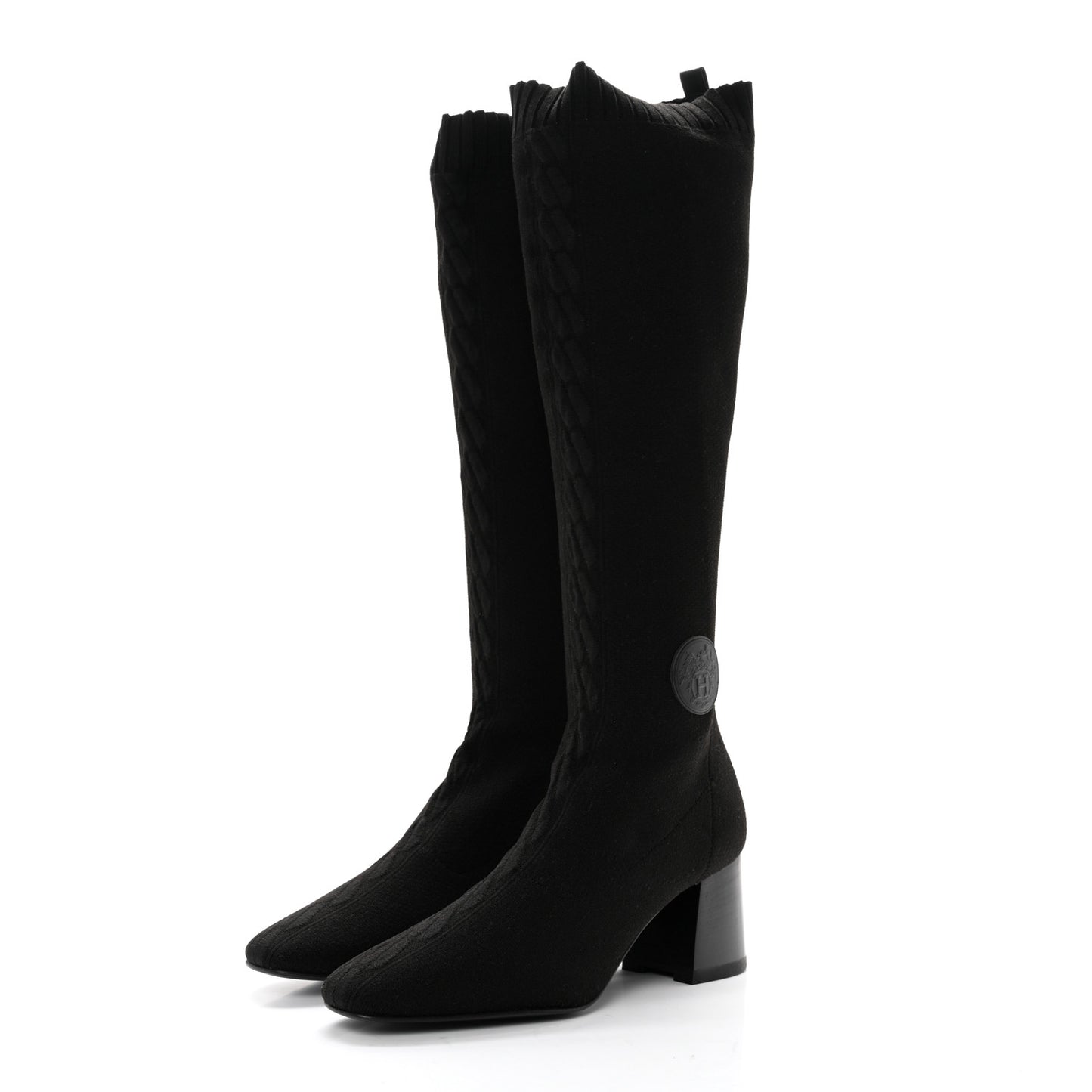 Knit Calfskin Fontaine 60 Boots 39.5 Black