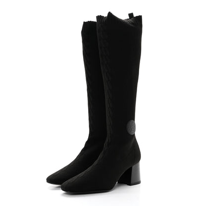 Hermes Knit Calfskin Fontaine 60 Boots 39.5 Black 3 of 9