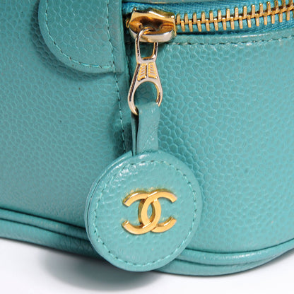 Chanel Caviar Vanity Cosmetic Bag Green 4 of 8