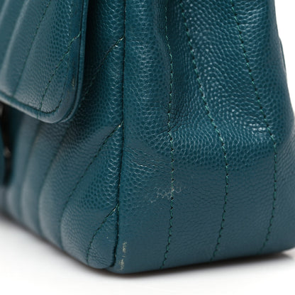 Chanel Caviar Chevron Quilted Mini Rectangular Flap Green 11 of 13