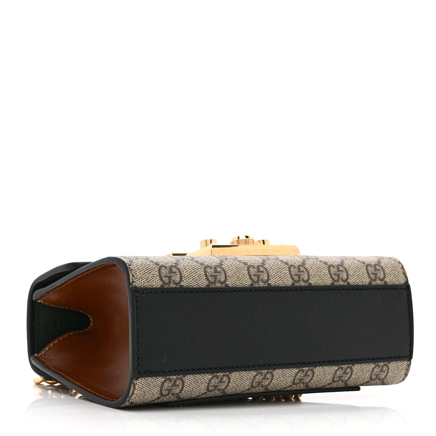 Gucci GG Supreme Monogram Calfskin Small Padlock Shoulder Bag Beige Black Cuir 4 of 11