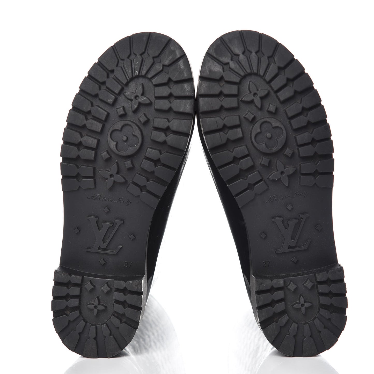 Rubber Embossed Monogram Splash Rain Boots 37 Black