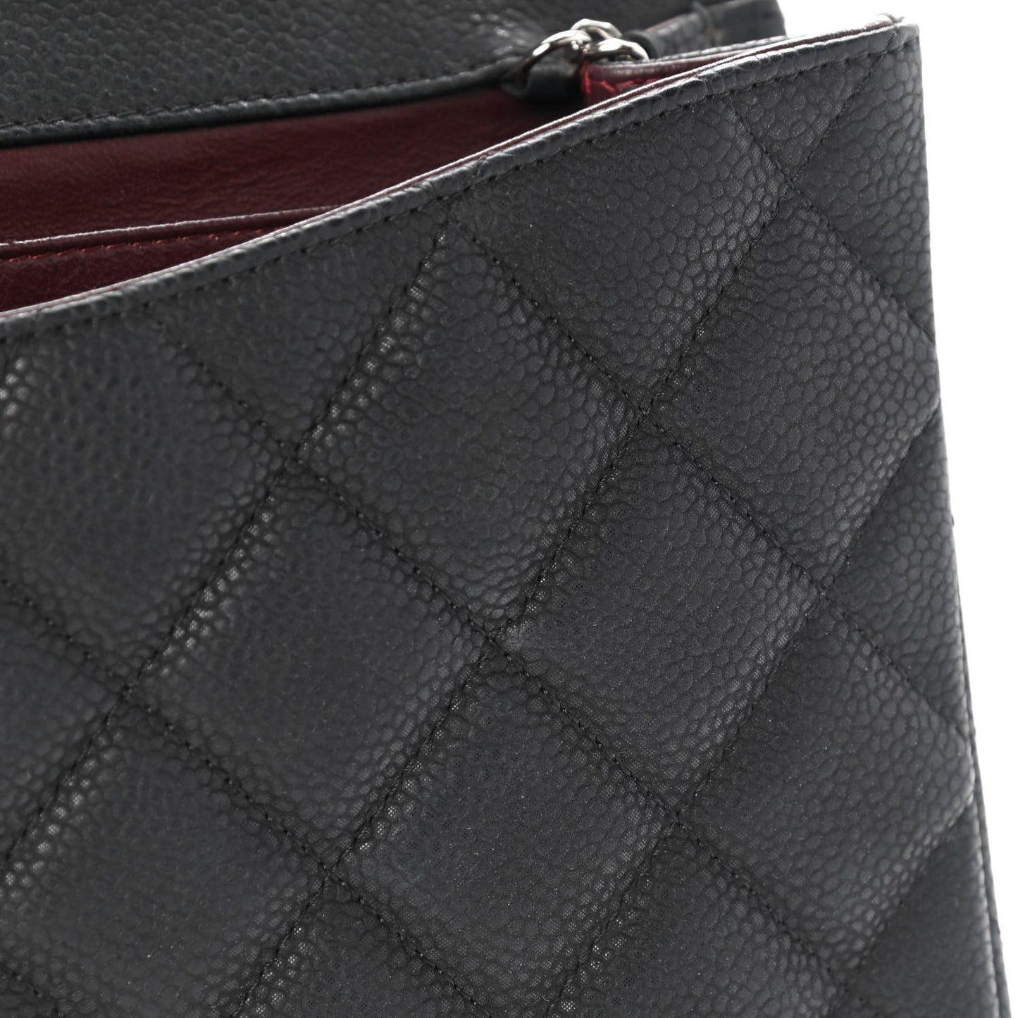 Caviar Quilted Clutch With Chain Flap Black