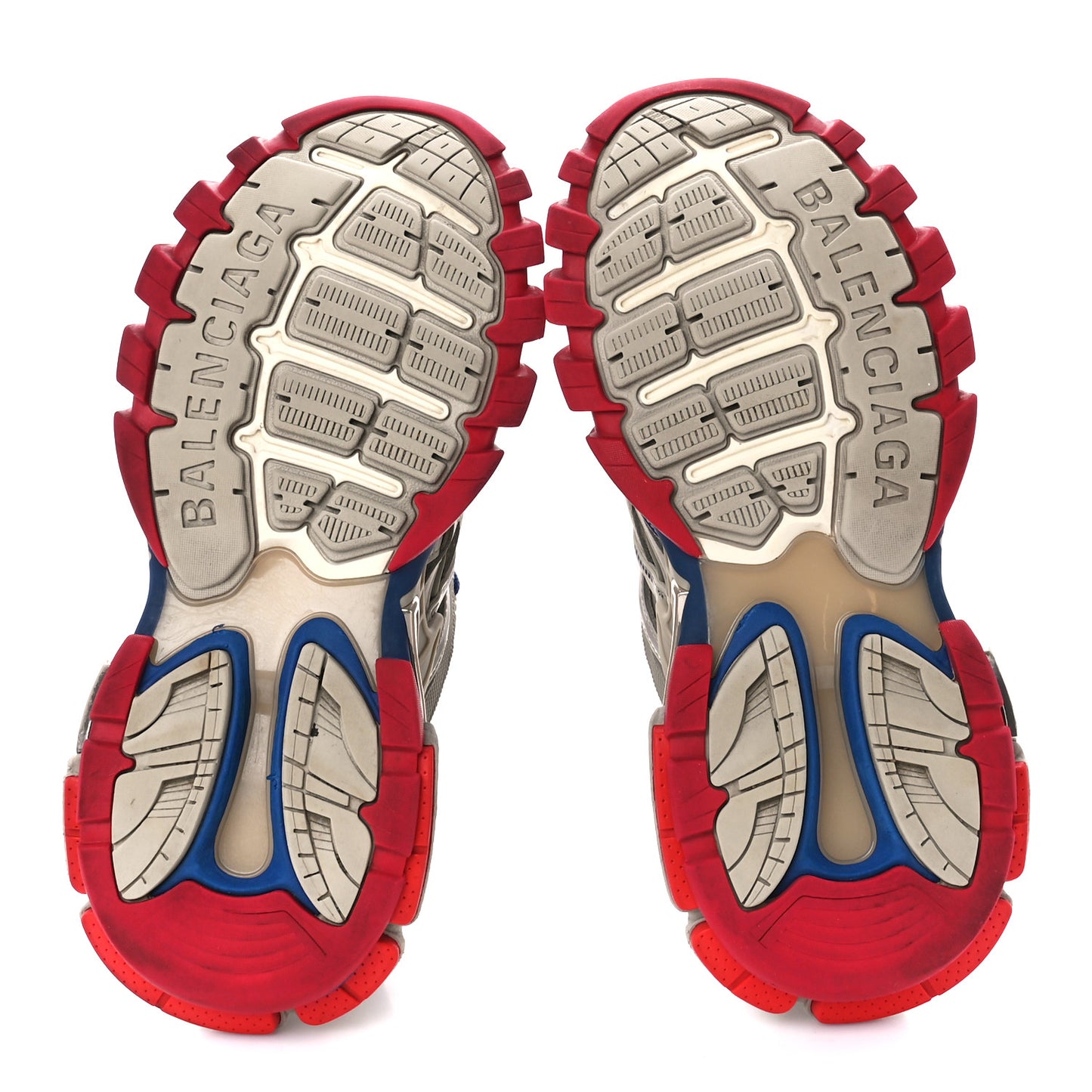 Rubber Mesh Bi-Color Mens Track.2 Open Sneakers 41 Beige Blue Red