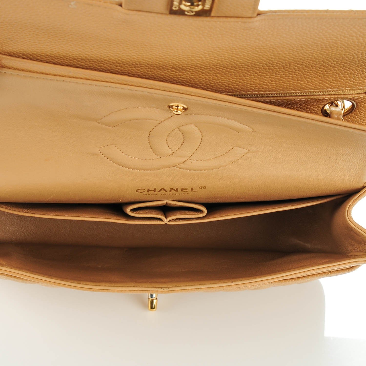 Chanel Caviar Quilted Medium Double Flap Beige 5 of 8