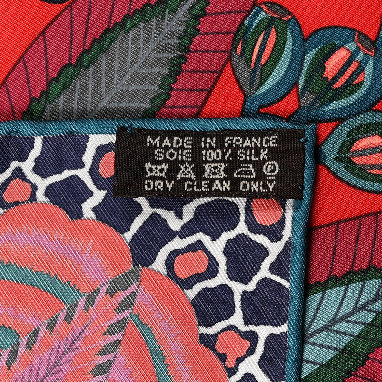 Hermes Silk Flowers of South Africa Scarf 90 Rouge Vert Ciel 3 of 6