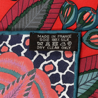 Hermes Silk Flowers of South Africa Scarf 90 Rouge Vert Ciel 3 of 6