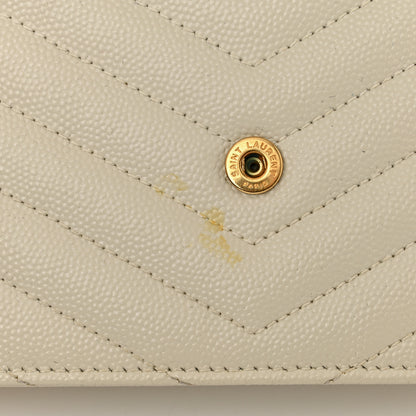 Saint Laurent Grain De Poudre Matelasse Chevron Cassandre Envelope Chain Wallet Nude Powder 13 of 14