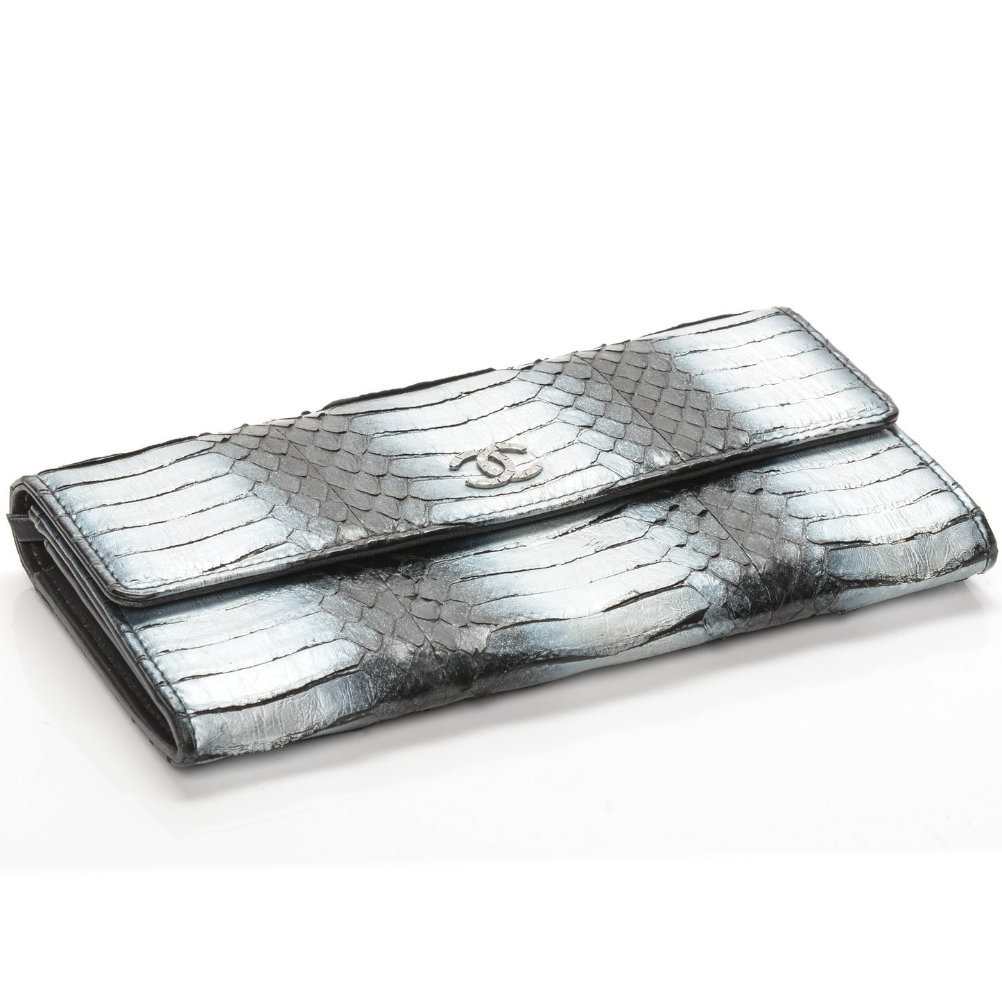 Python CC Long Flap Wallet Blue Silver