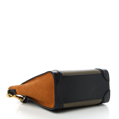 Celine Bullhide Calfskin Nubuck Nano Tri-Color Luggage Khaki 4 of 11