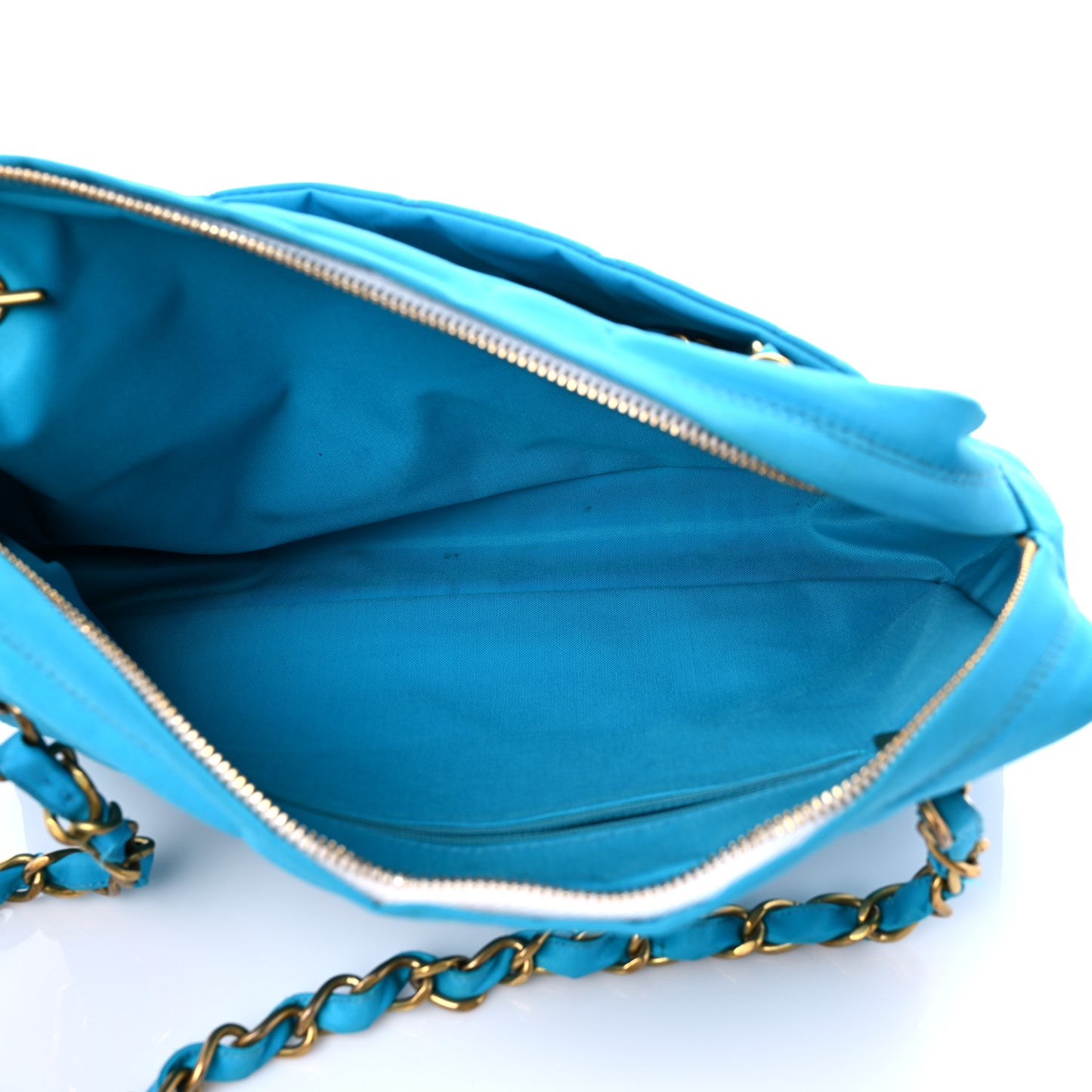 Canvas Quilted Shoulder Bag Turquoise