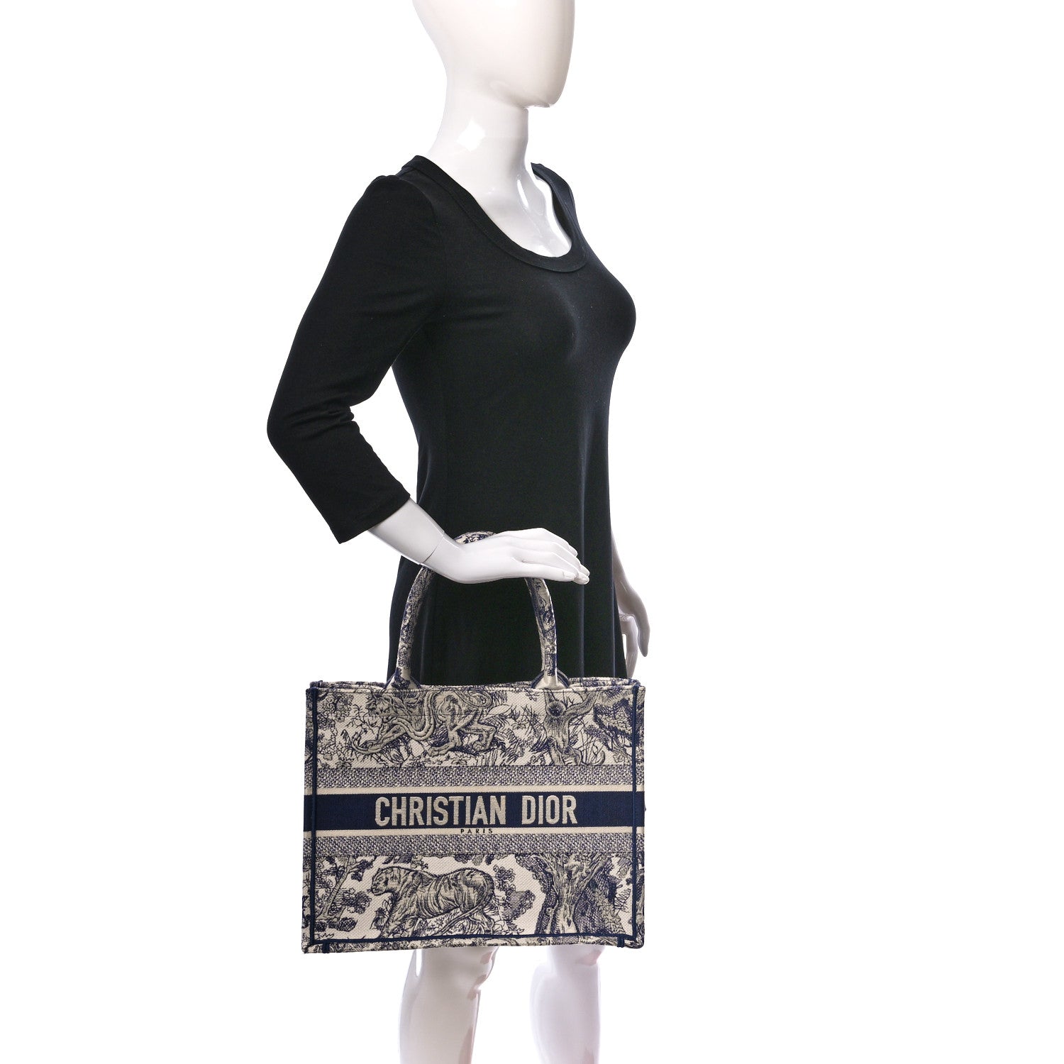 Christian Dior Canvas Embroidered Medium Dioriviera Toile De Jouy Book Tote Blue 2 of 8