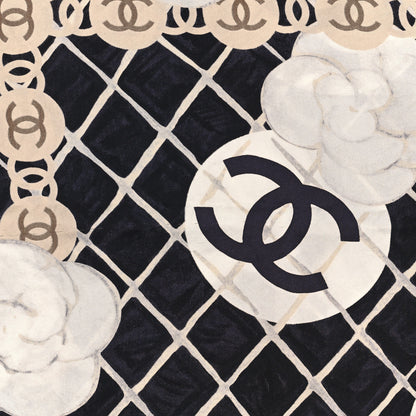 Chanel Silk Camellia CC Square Scarf Black 4 of 4