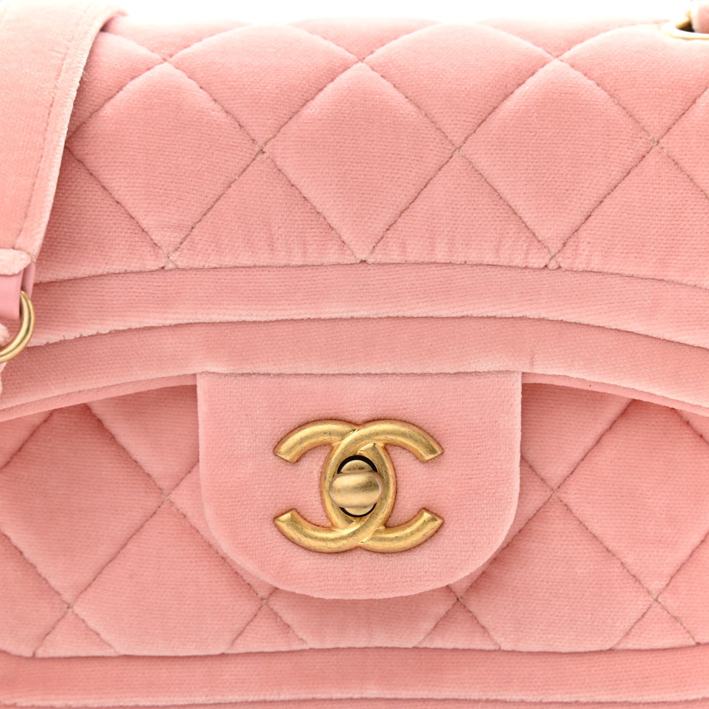 Velour Quilted Mini Double Frame Flap Rose
