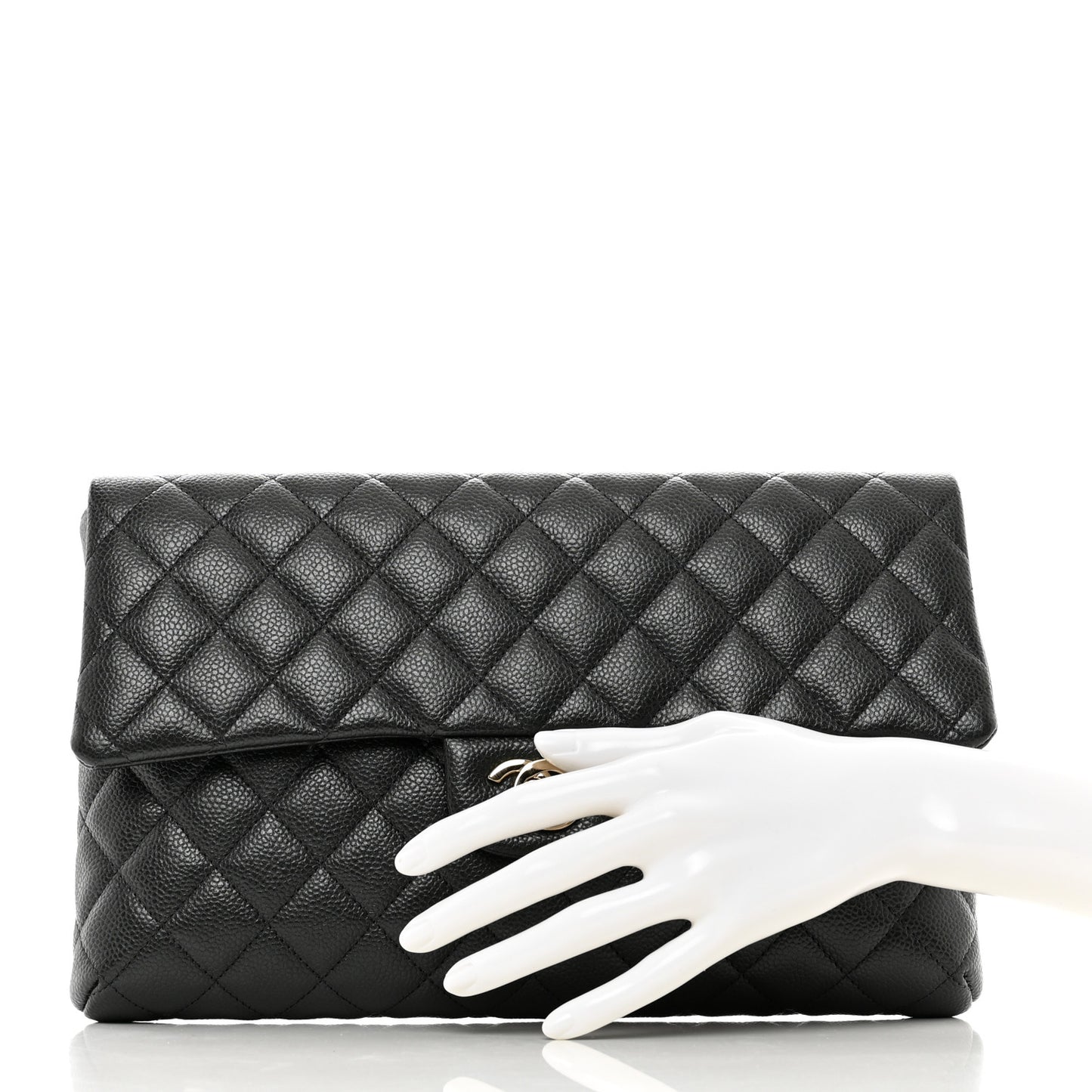 Caviar Quilted Flap Clutch Black