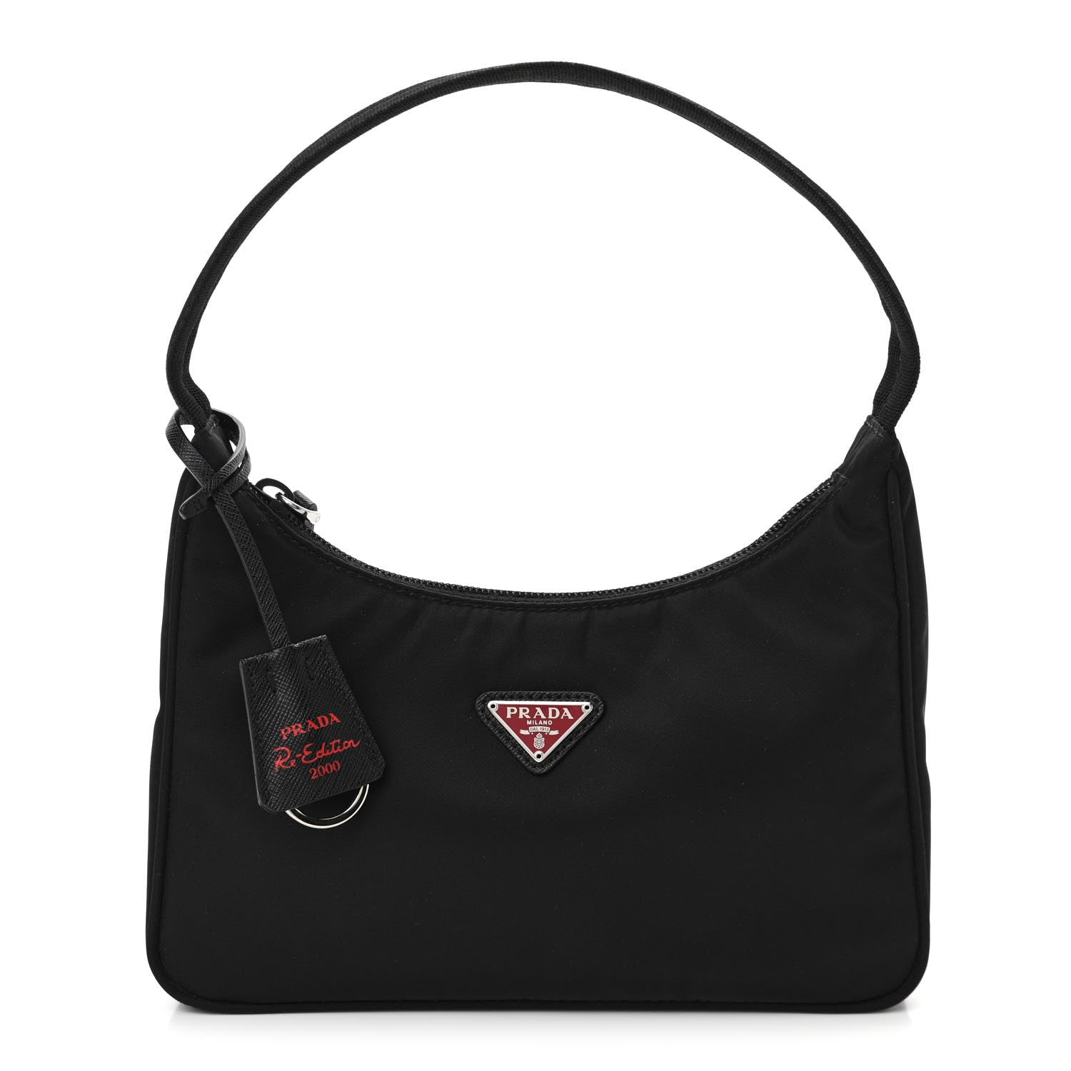 Prada Tessuto Nylon Saffiano Lunar New Year Mini Re-Edition 2000 Bag Black Fuoco 1 of 9