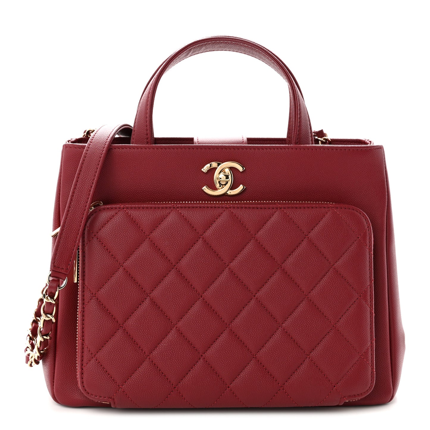 Caviar Quilted Small Business Affinity Shopping Bag Dark Red