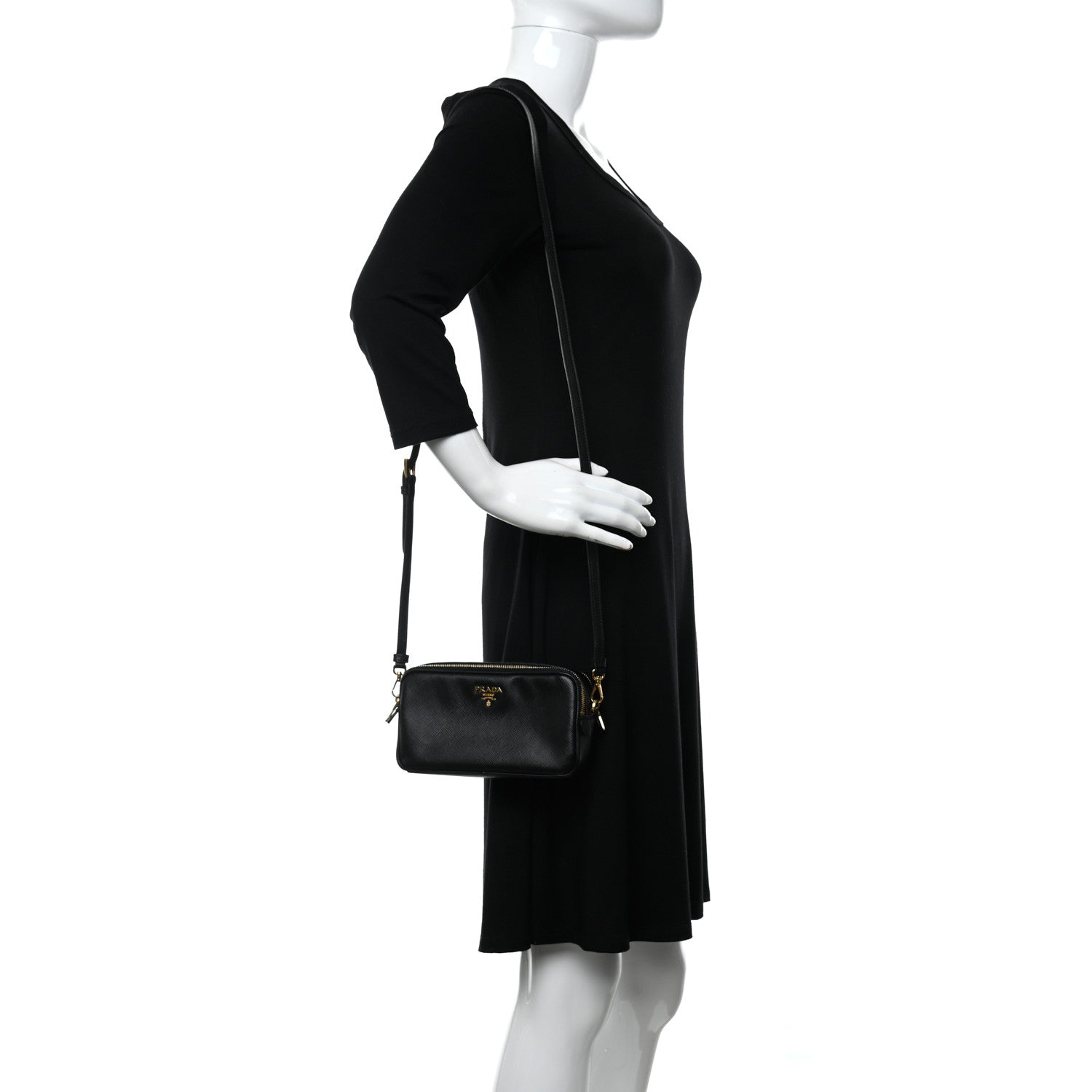 Prada Saffiano Mini Camera Crossbody Bag Black 1 of 10