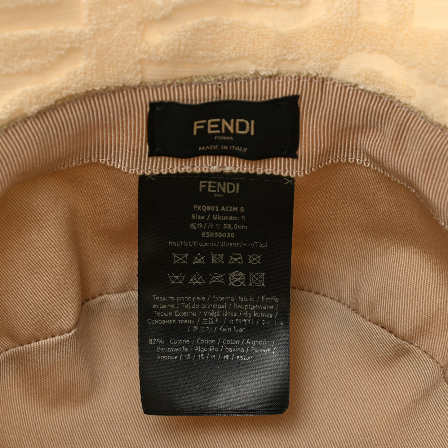 Terrycloth Karligraphy Embroidered Bucket Hat S White