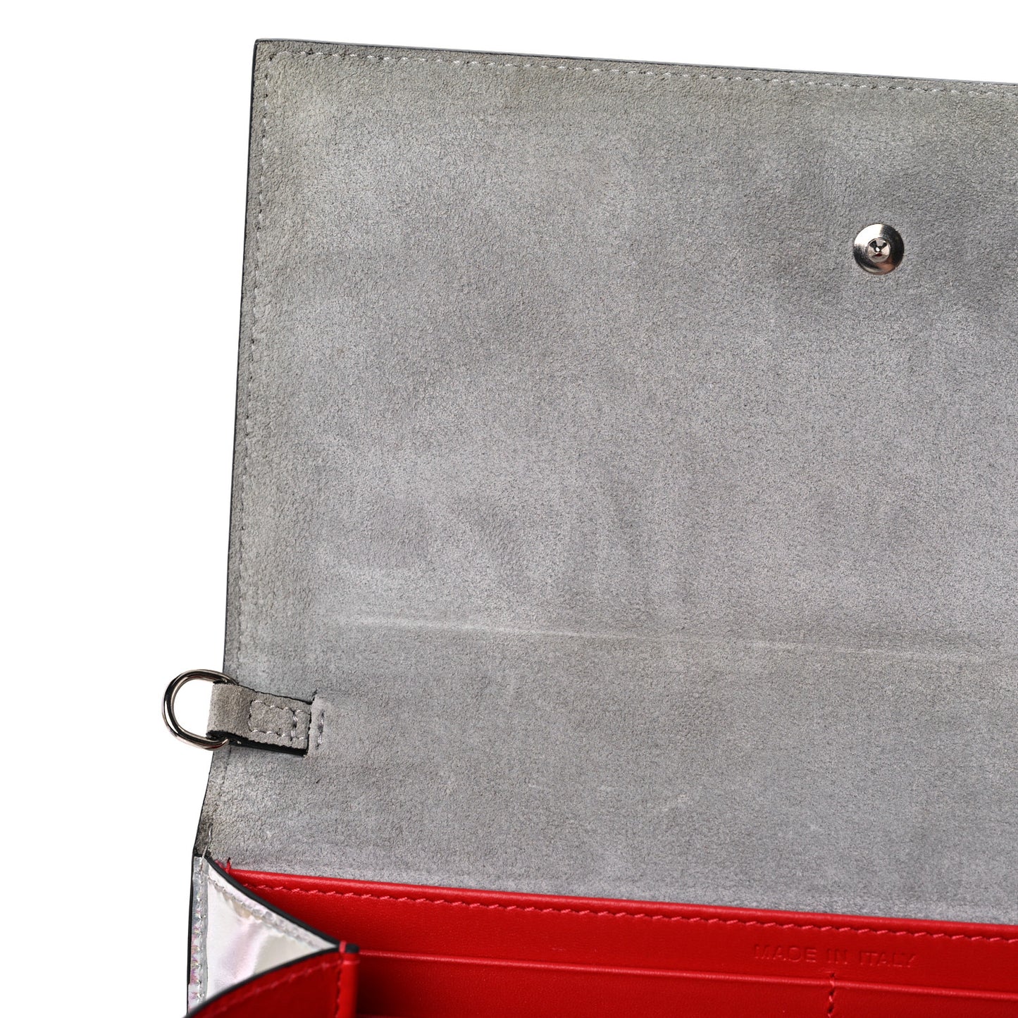 Metallic Calfskin Spikes Paloma Clutch Silver