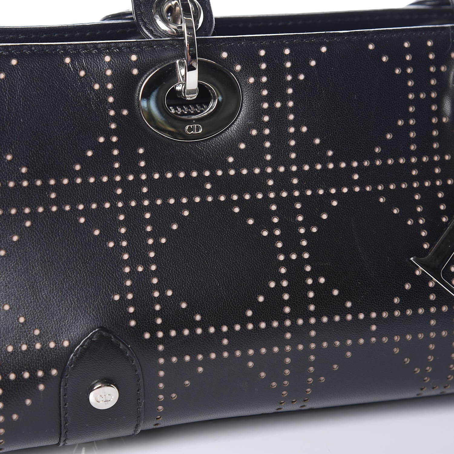 Christian Dior Calfskin Cannage Perforated Small Lady Dior East West Black 11 of 13