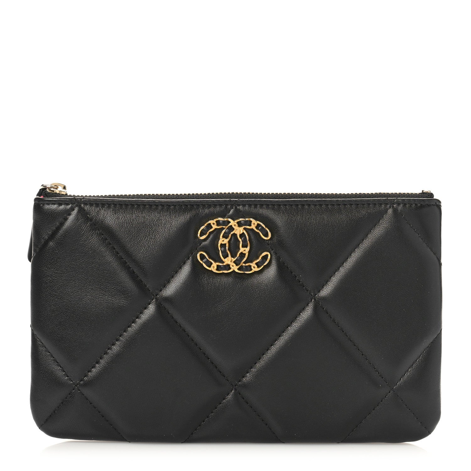 Chanel Lambskin Quilted Small Chanel 19 Pouch Black 1 of 9