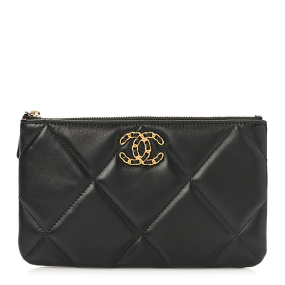 Chanel Lambskin Quilted Small Chanel 19 Pouch Black 1 of 9