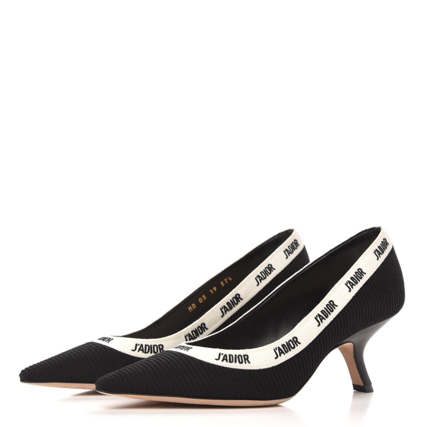 Christian Dior Technical Canvas Ribbon Embroidered J'Adior 65mm Pumps 37.5 Black 2 of 9