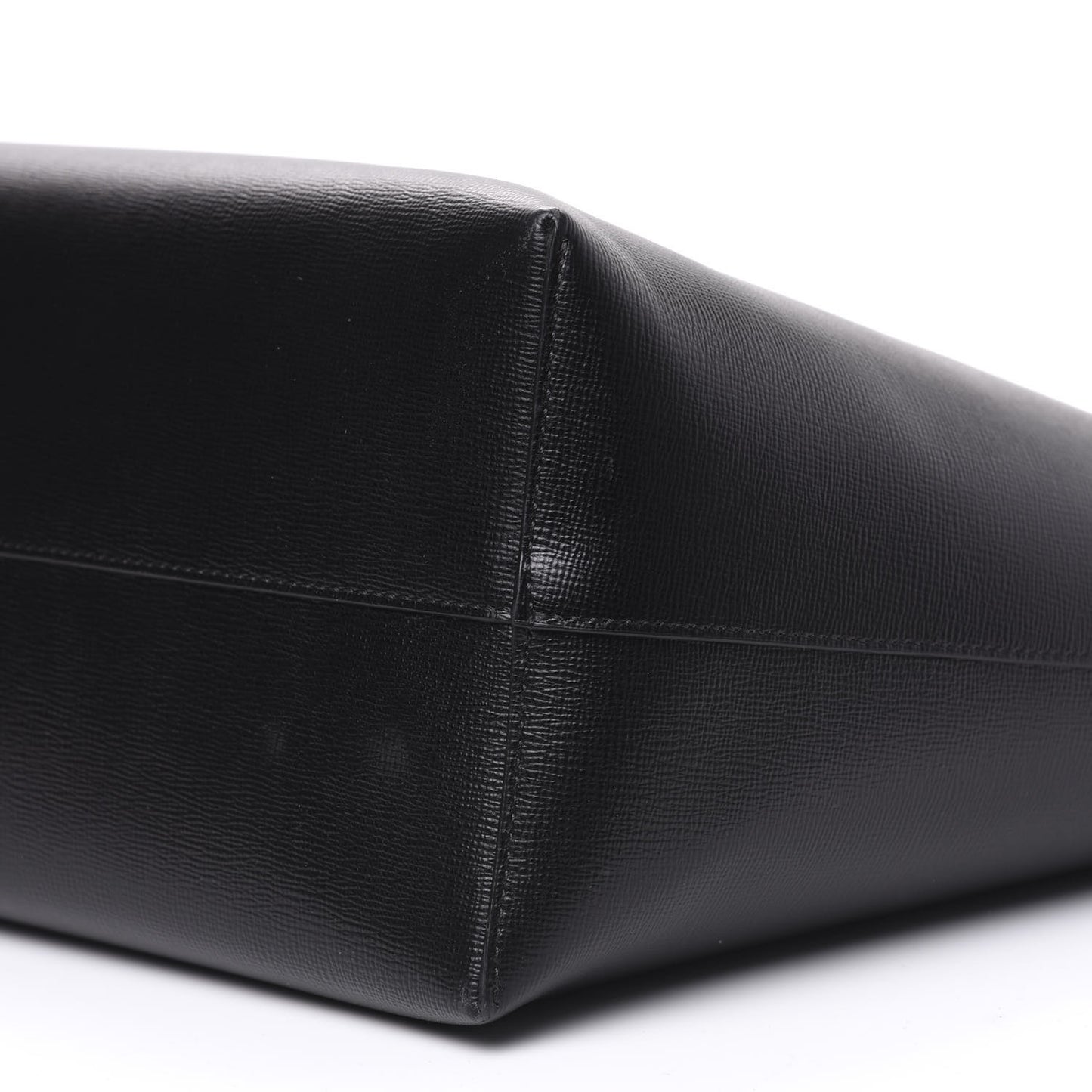 Grained Calfskin Large T Tote Black