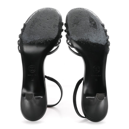 Chanel Goatskin CC Caged Sandals 38 Black 6 of 8