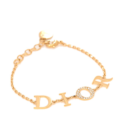 Christian Dior Metal Crystal Letters Bracelet  Gold 1 of 4