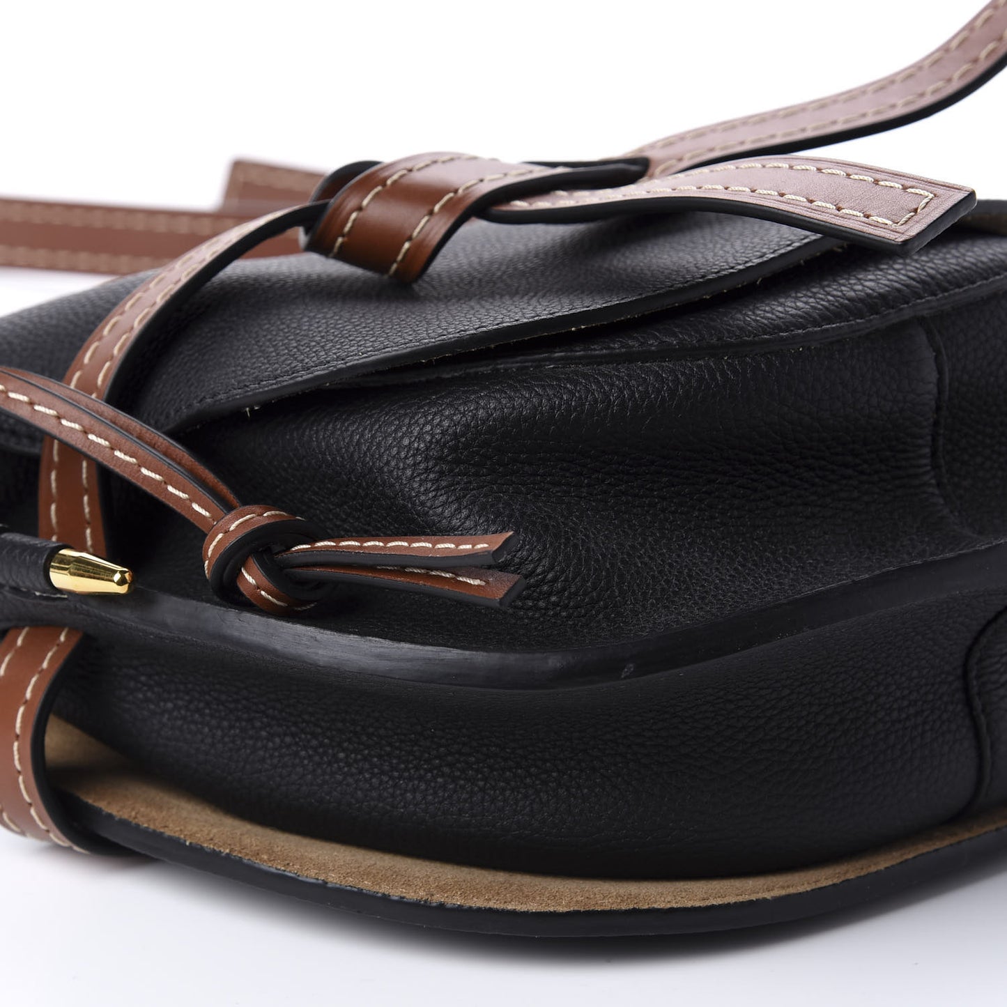 Grained Calfskin Small Gate Crossbody Bag Pecan Black