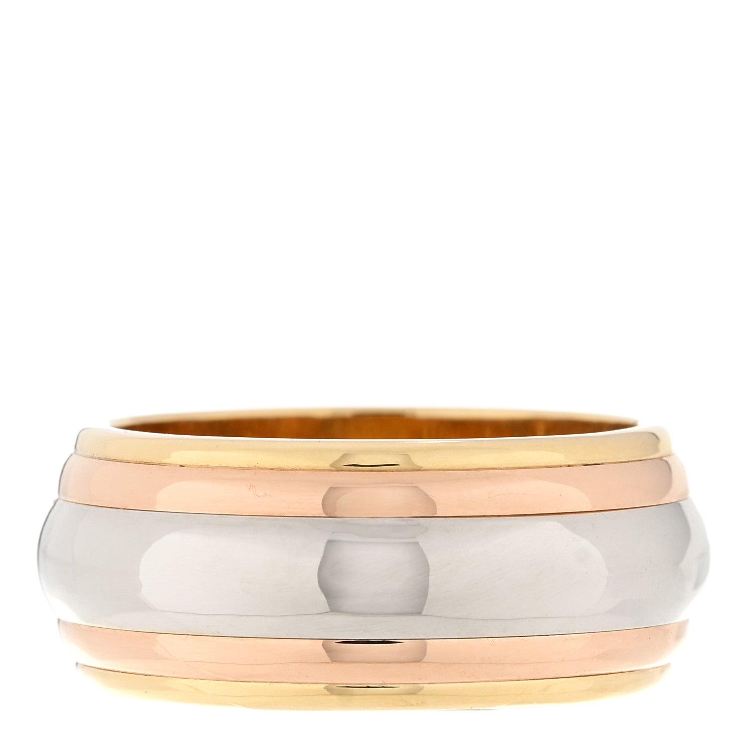 Cartier 18K Pink Yellow White Gold Trinity Saturn Band Ring 54 6.75 1 of 4