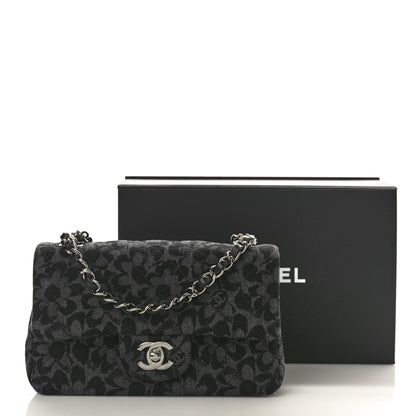 Chanel Printed Denim Quilted Flower Mini Rectangular Flap Black 11 of 11