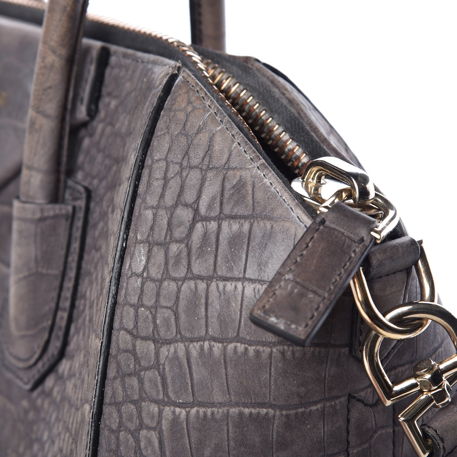 Givenchy Nubuck Crocodile Embossed Medium Antigona Washed Black 23 of 35