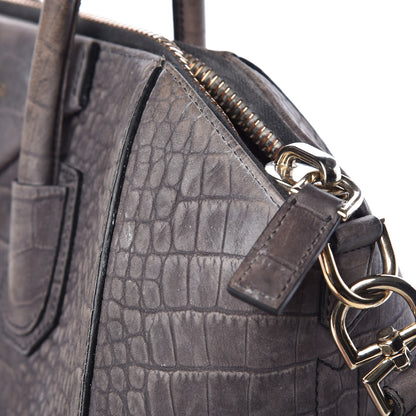 Givenchy Nubuck Crocodile Embossed Medium Antigona Washed Black 23 of 35