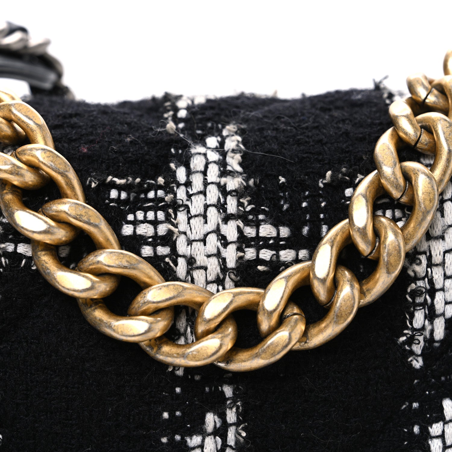 Chanel Tweed Quilted Medium Chanel 19 Flap Black White 8 of 10